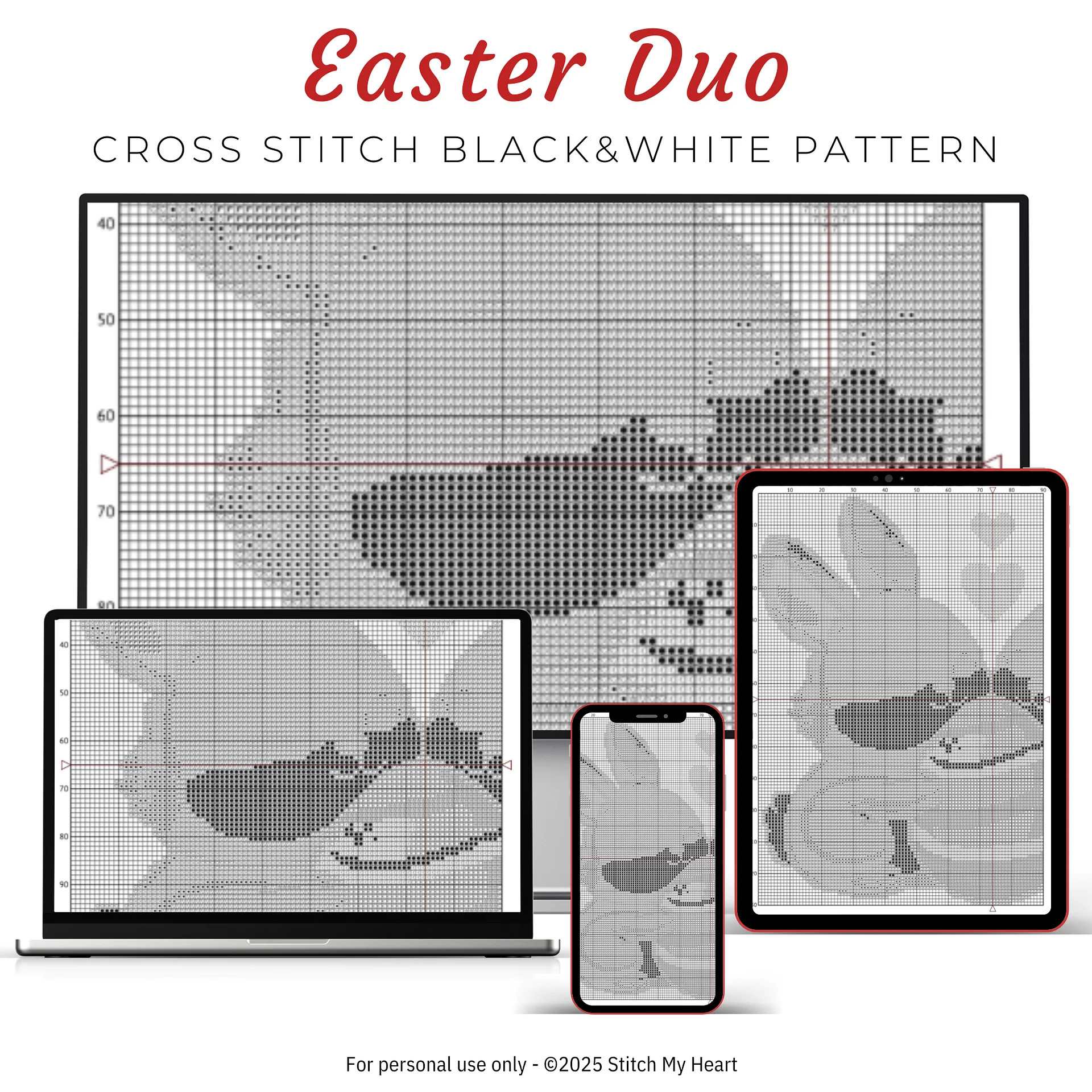 Easter Bunny Duo Cross Stitch Pattern product image (4)