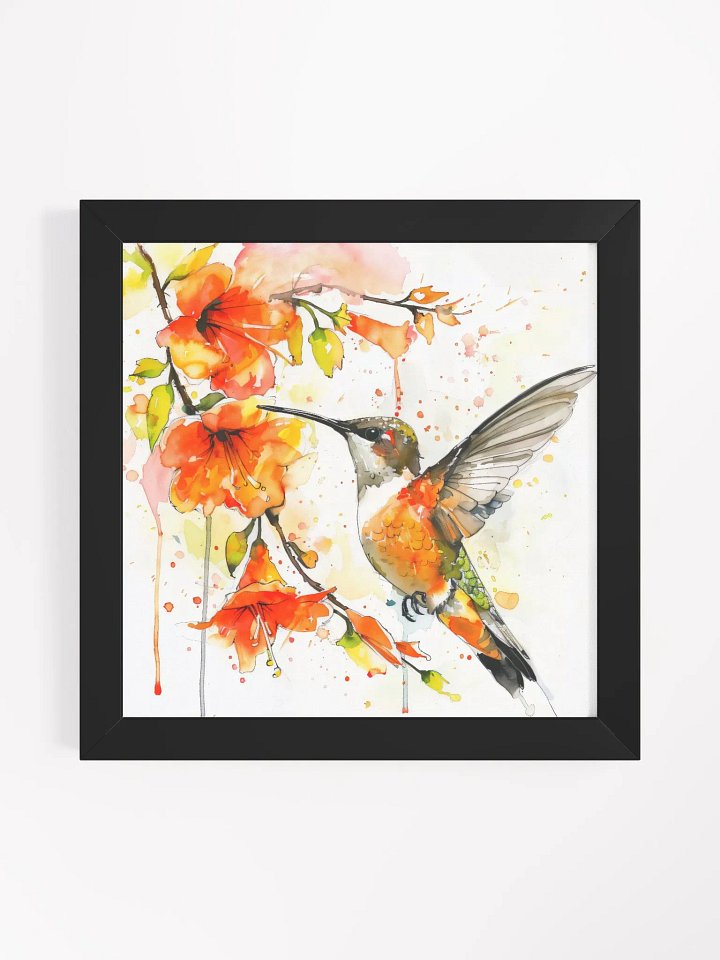 Watercolor & Ink Hummingbird Canvas Art Series #2; Eco-Friendly Matte Poster Art; AI-Generated product image (1)