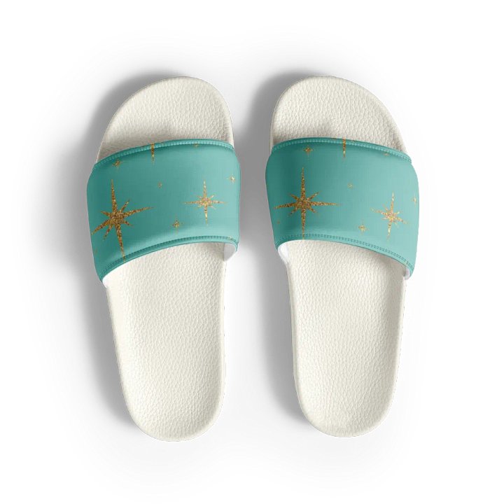 REAL Women's Slides - Teal with Gold Stars product image (1)