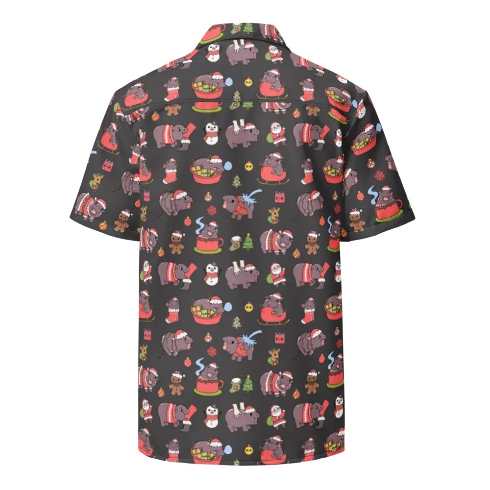 MOODENG'S BLACK CHRISTMAS HAWAIIAN SHIRT! product image (3)