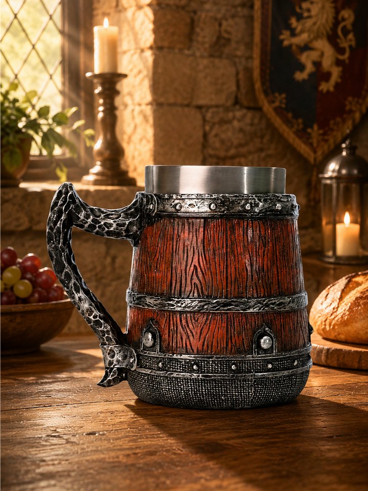 The Armored Kingdom Carved Battlebrew Mug-Intricately Carved Exterior-Stainless Steel product image (1)