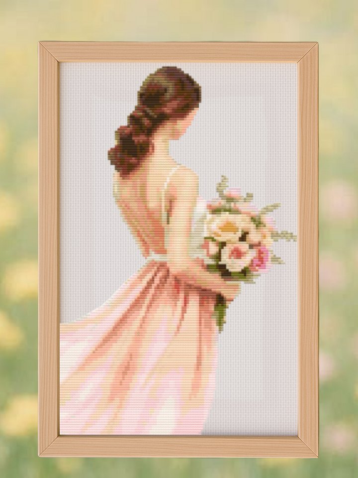 Girl Holding Flowers Cross Stitch Pattern product image (1)