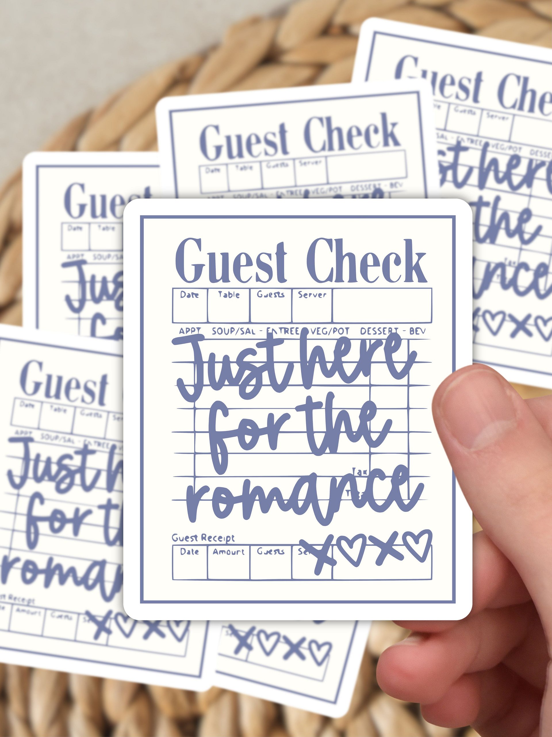 Just Here for the Romance Book Lover Sticker - Denim Blue Guest Check Design product image (3)