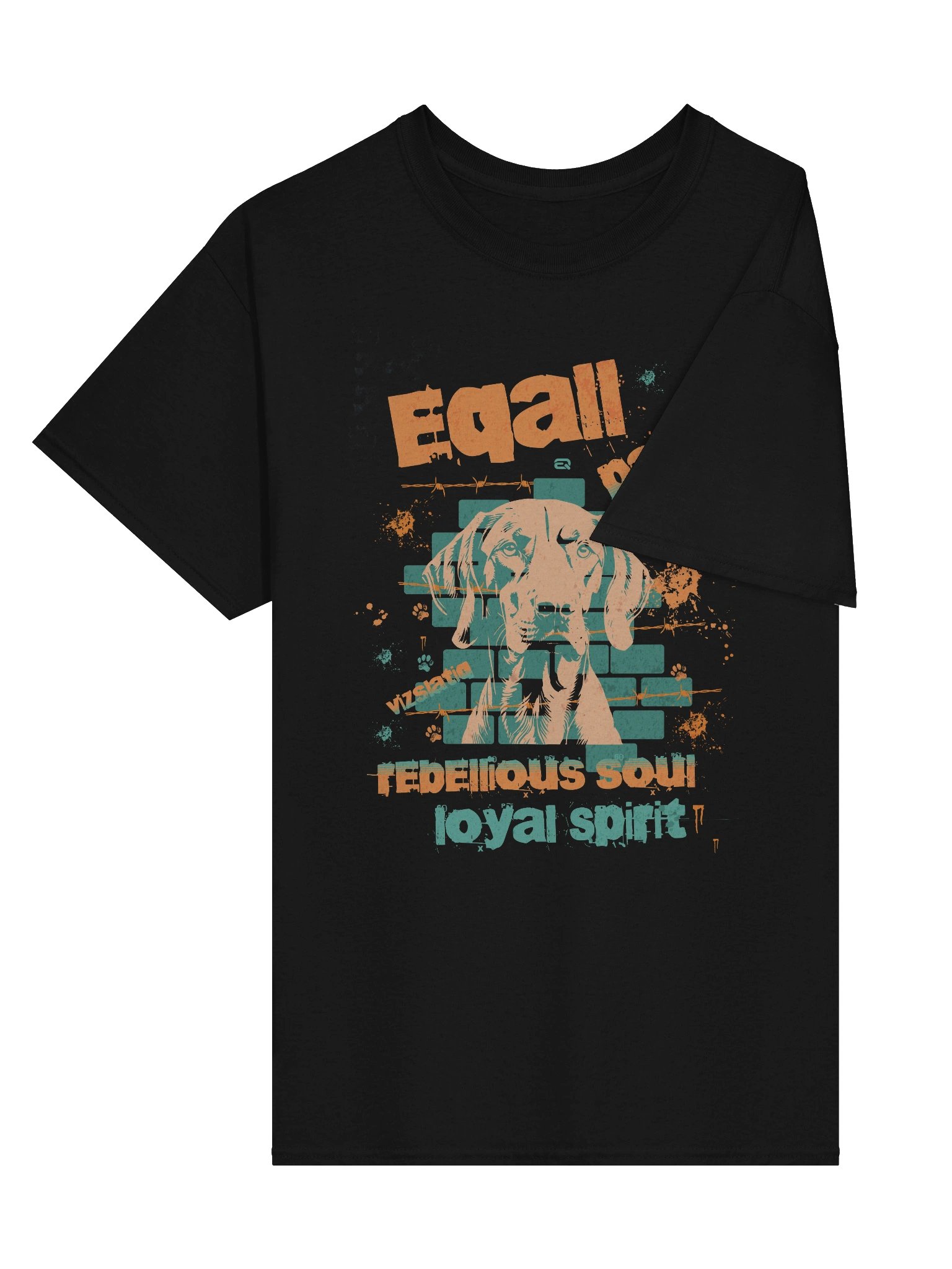 PAWSETIQ 100% Cotton Unisex Gildan T-shirt by EQALL® Originals: VIZSLATIQ_Orange_Turquoise product image (5)