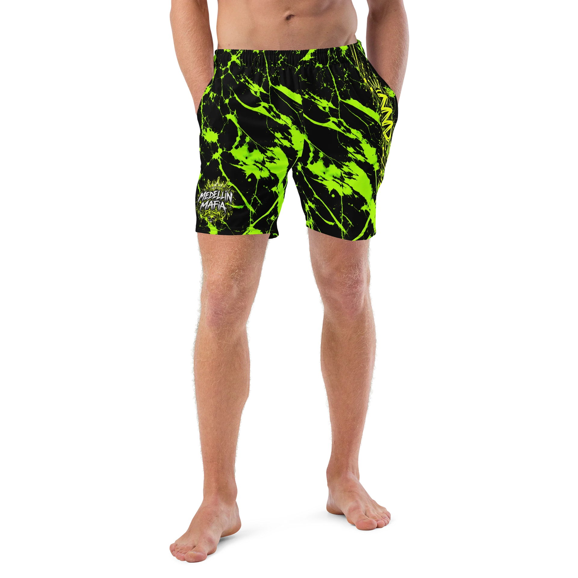 Neon Green Splatter Swim Trunks product image (4)