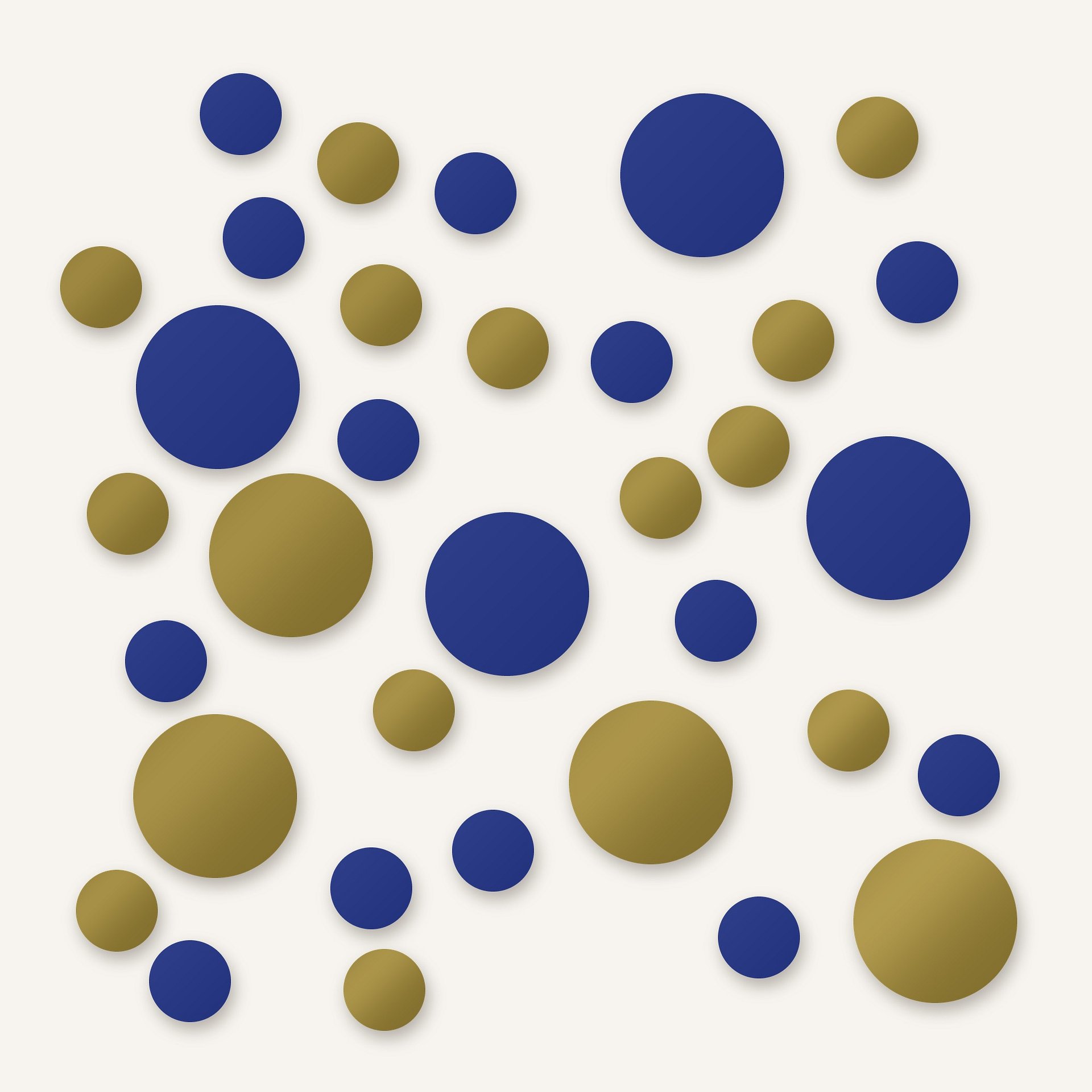 Metallic Gold and Navy Blue Polka Dot Wall Decals, 2" and 4" Vinyl Circle Stickers, Removable Dot Decals for Nursery, Kids Room, Playroom product image (1)