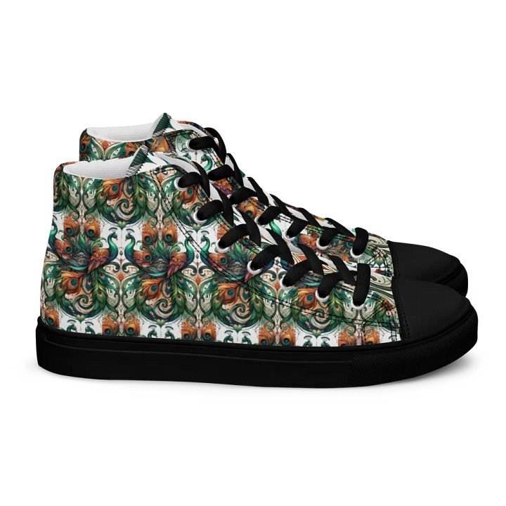 Peacock Feathers Women's High Top Canvas Shoes product image (2)
