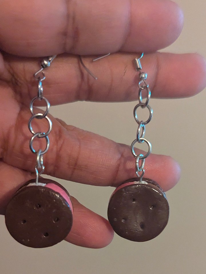 Neapolitan Ice Cream Sandwich Earrings – Handmade Polymer Clay product image (2)