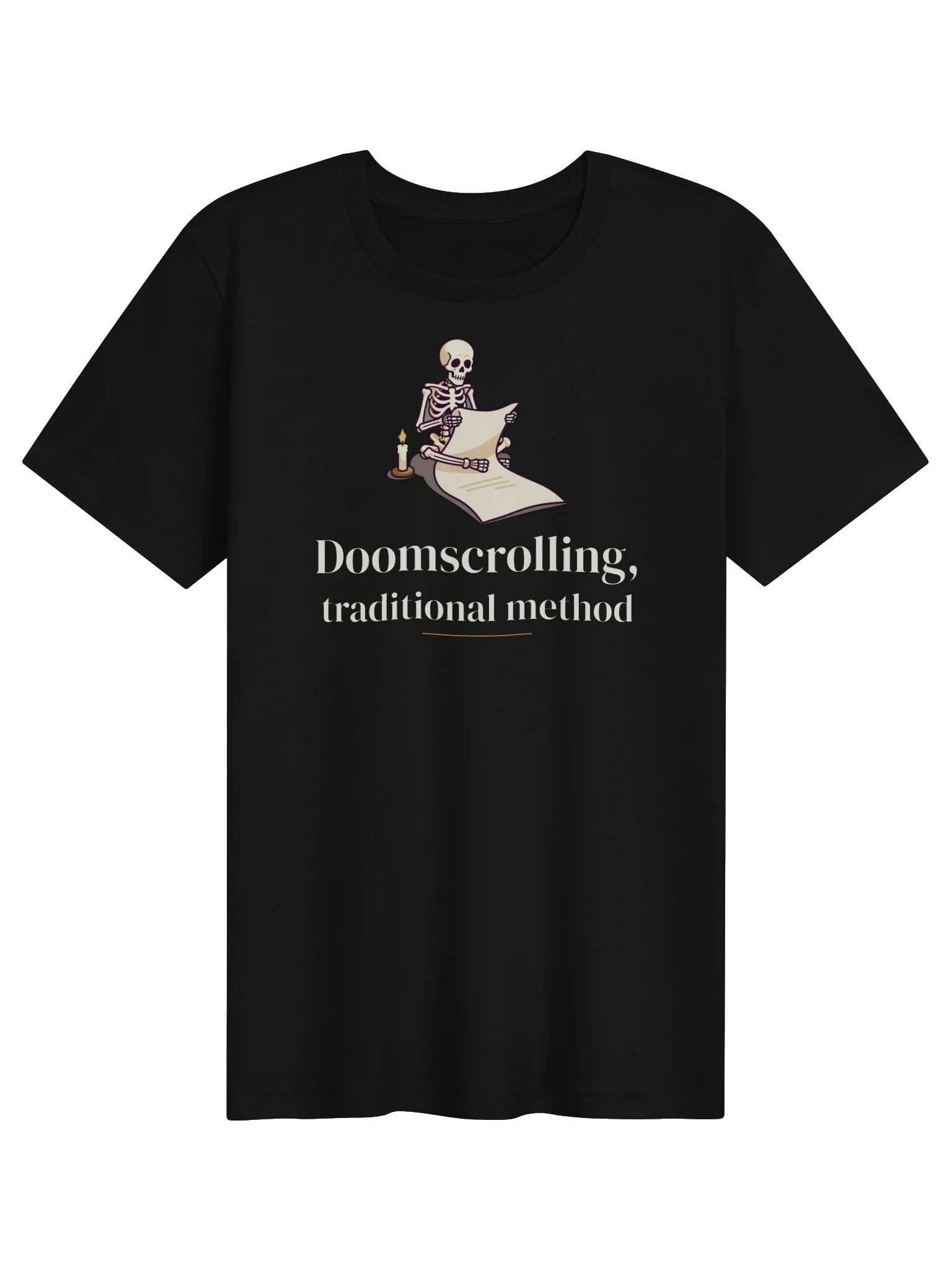 Doomscrolling, Traditional Method unisex tee in Black