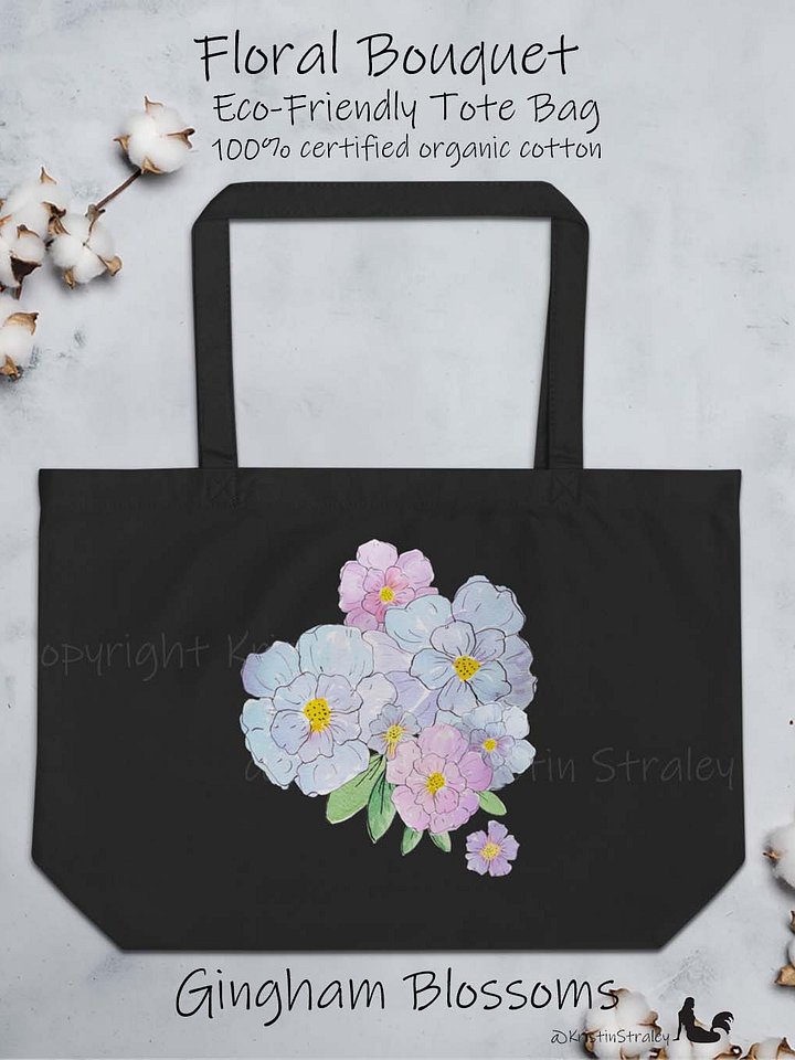 Gingham Blossoms - Blue Watercolor Floral Bouquet Art Print Lg product image (1)