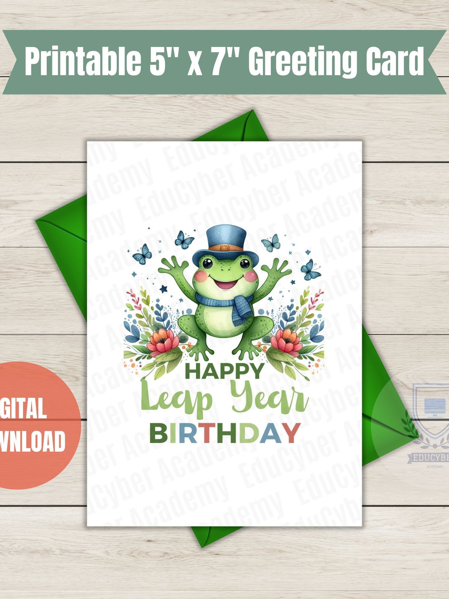 Leap Year Birthday Card Printable February 29th Leapers Greetings Instant Download PDF product image (1)