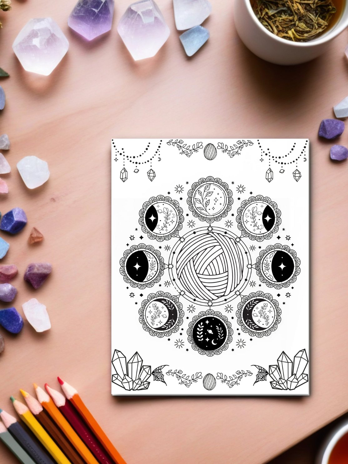 Mystical Stitch Oracle Coloring Book | Printable Crochet Coloring Pages | Fiber Arts Meditation & Magic product image (10)