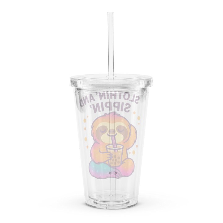 Slothin’ and Sippin’ – Funny Sloth Tumbler | Sloths Having Snacks Collection product image (2)