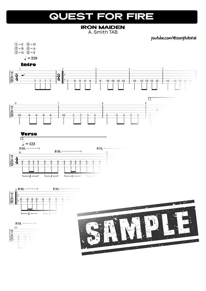 Quest for Fire | PDF Tab + Guitar Pro | Iron Maiden product image (2)