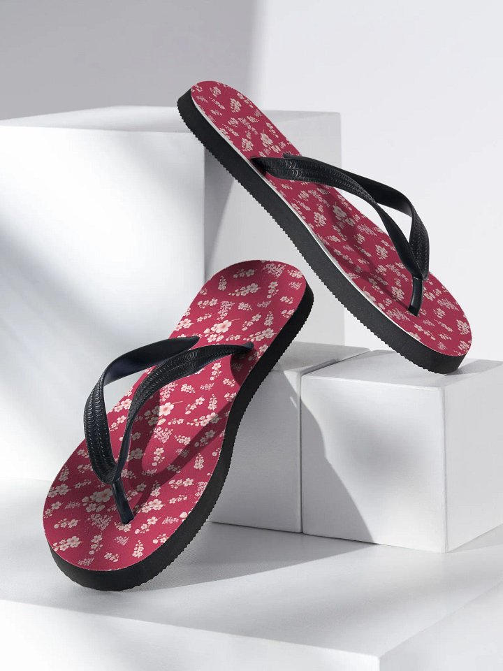 Cherry Blossoms on Magenta Floral Women's Flip-Flops product image (2)