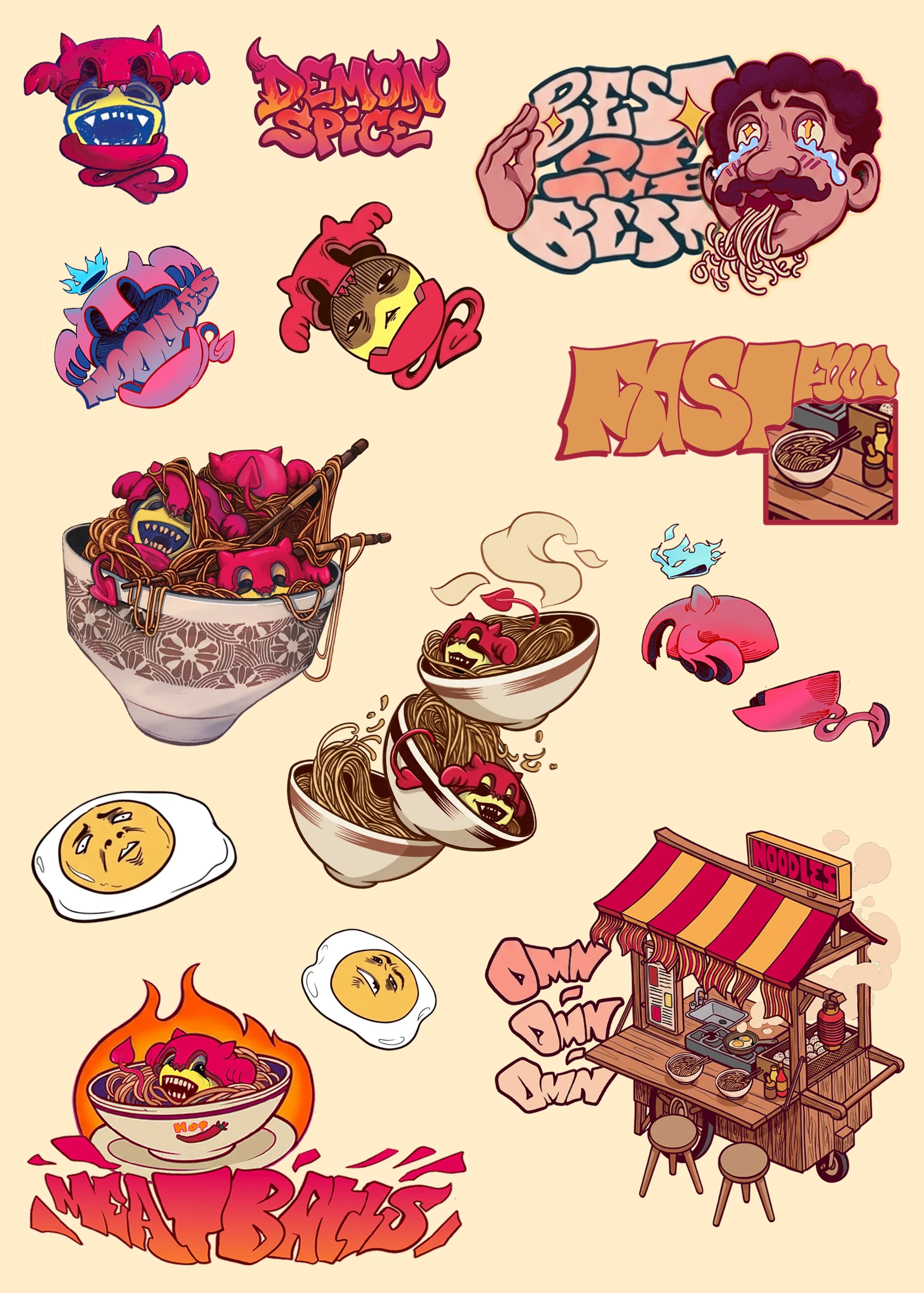 "Noodle set" Artist Sticker Pack / 2 sheets A5 product image (2)