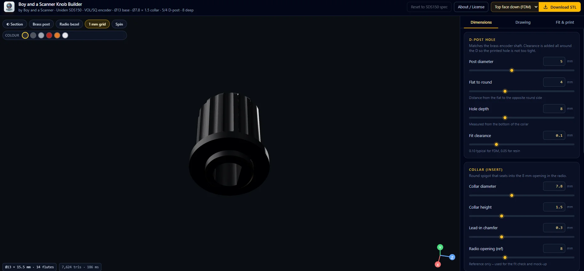 Boy and a Scanner Knob Builder (Uniden SDS150 STL Designer) product image (4)