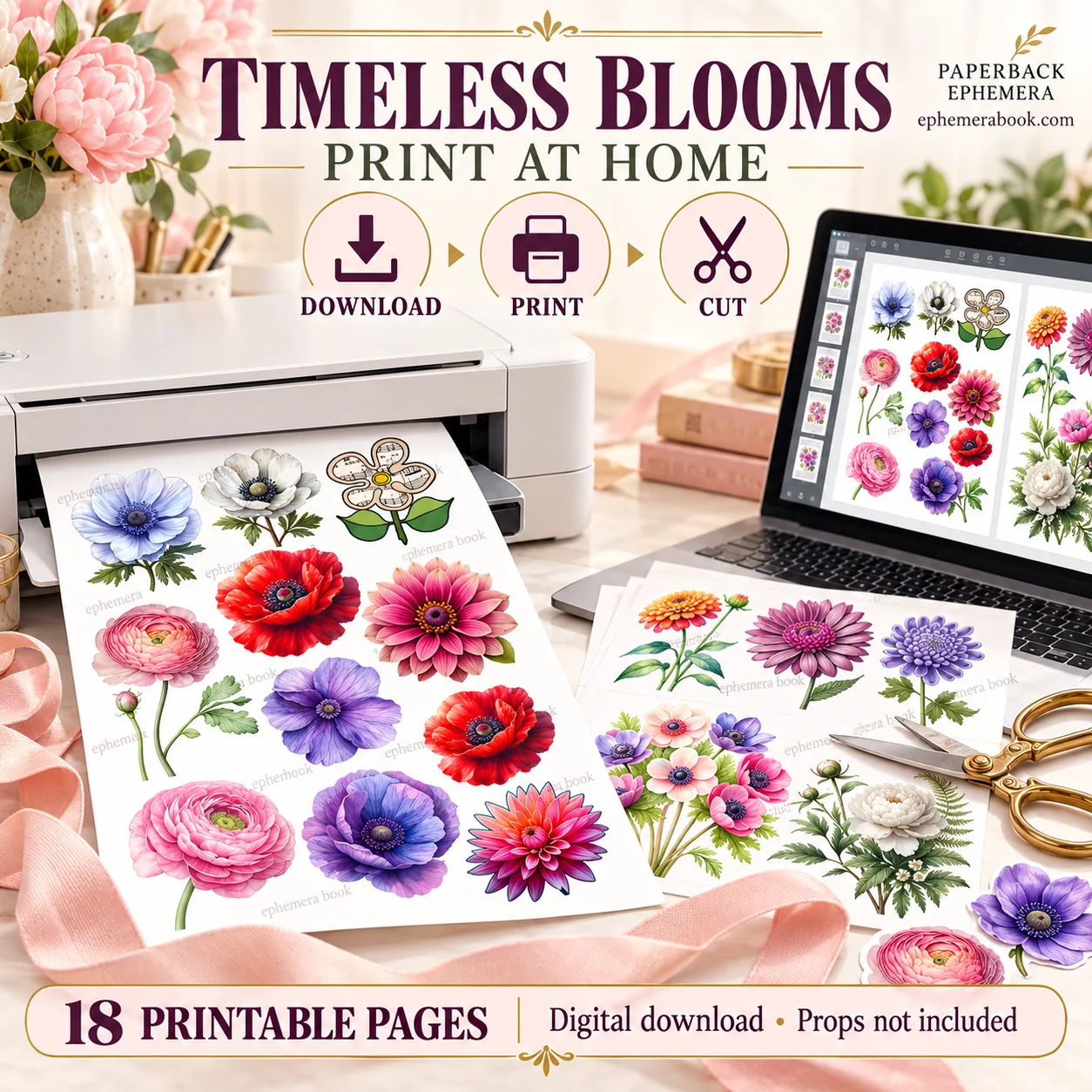 Floral Ephemera Printable PDF, 18 Pages | Ephemera Book product image (5)