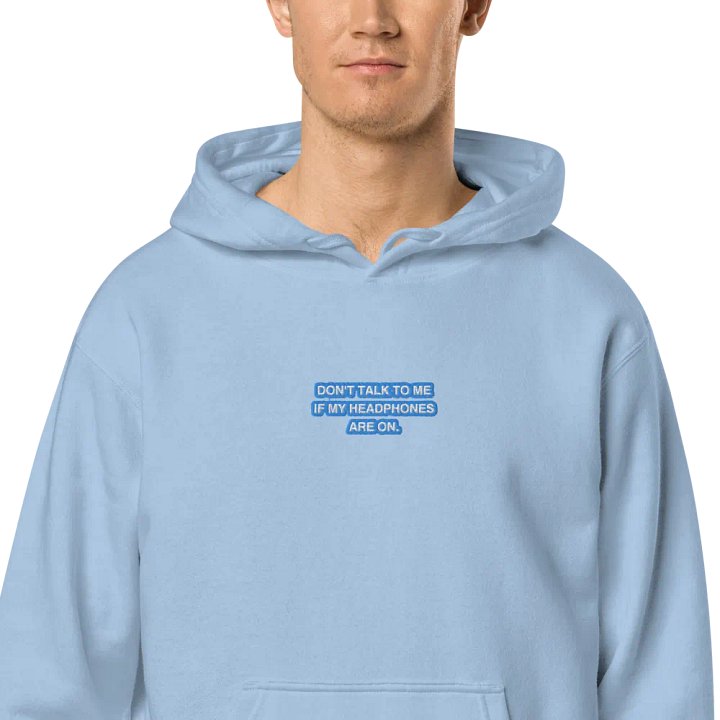 HEADPHONES ON (aqua bubble design 2) embroidered pigment hoodie product image (2)