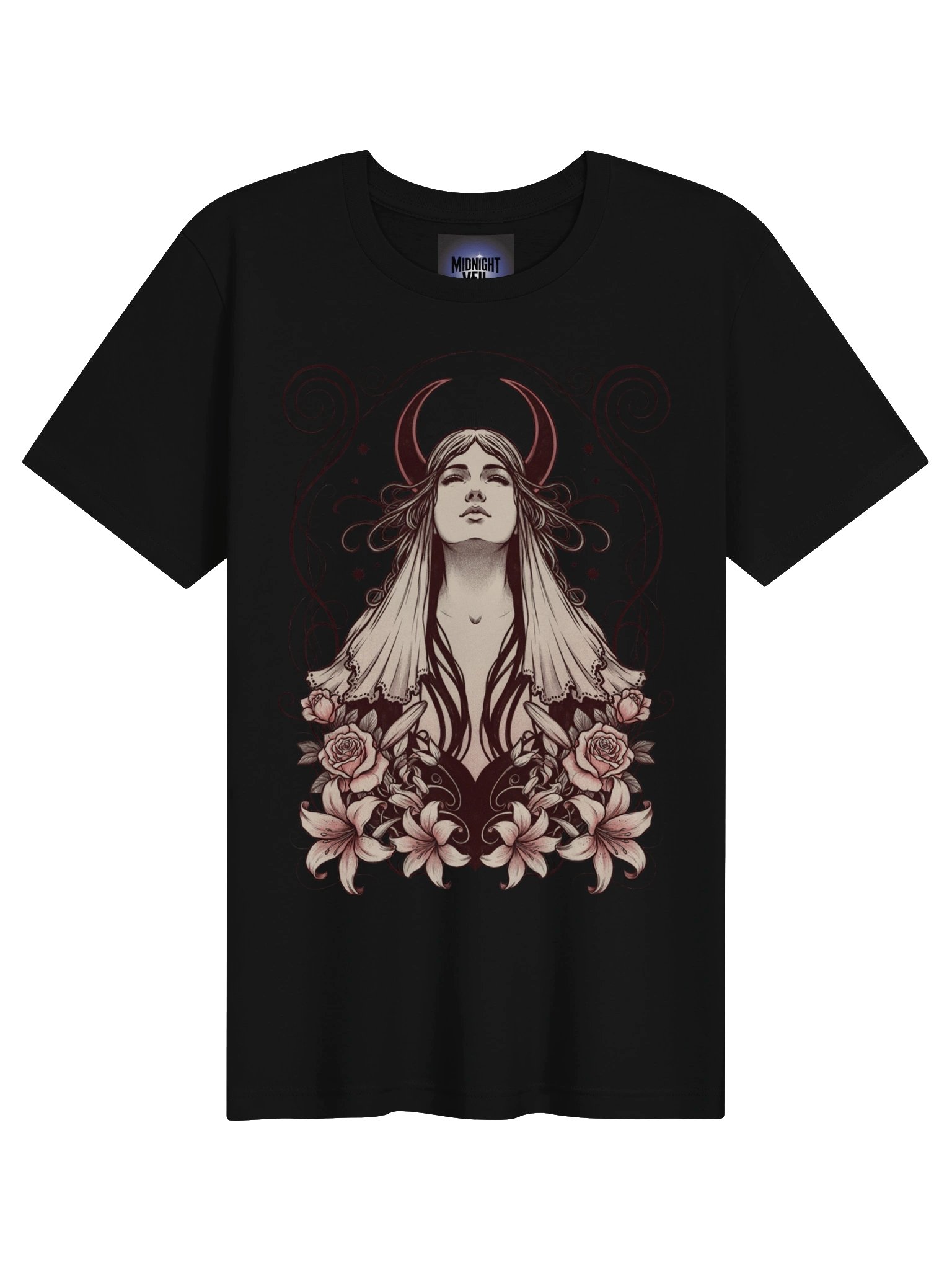 Midnight Veil Crescent Goddess T-Shirt product image (6)