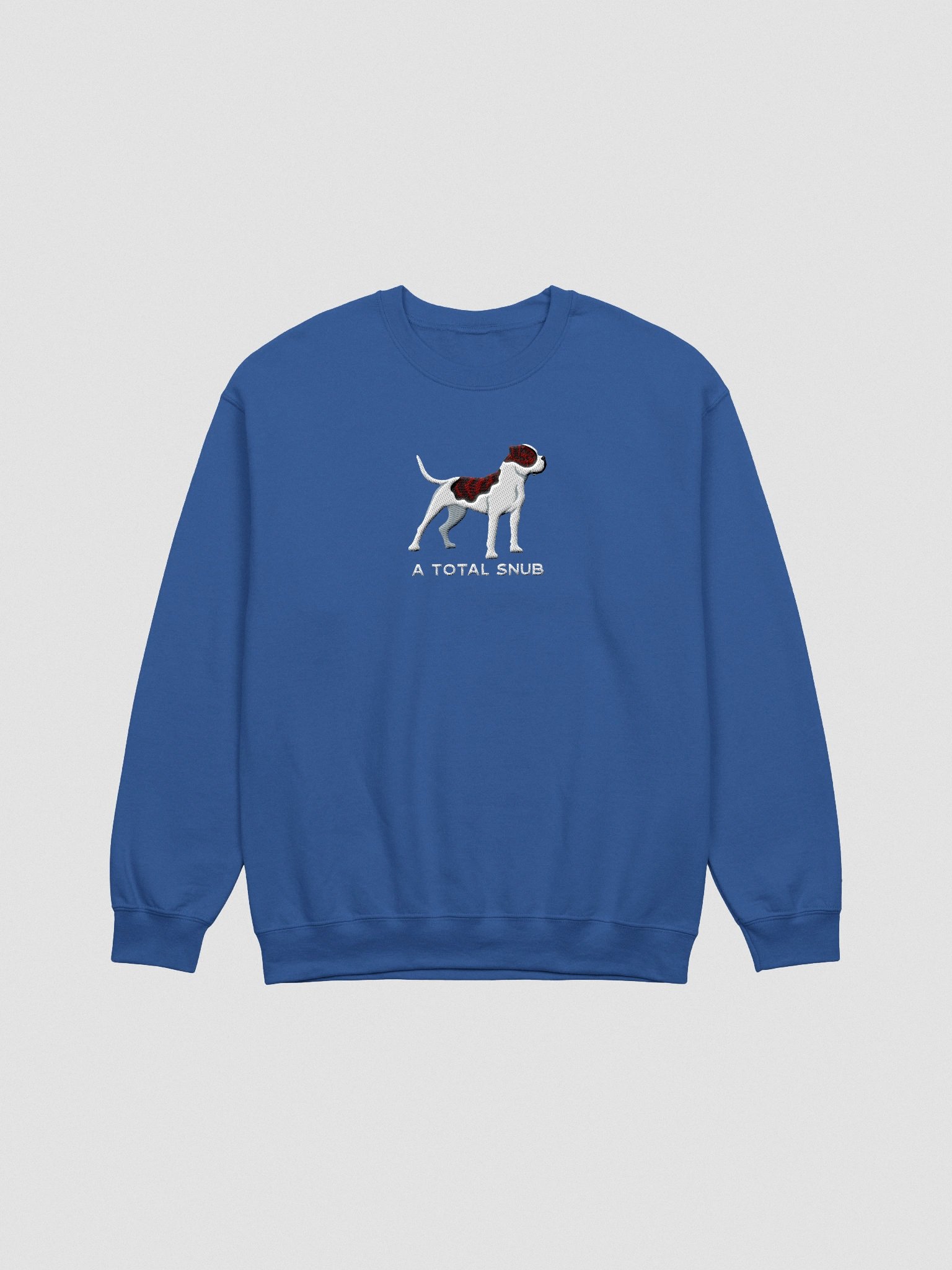 A Total Snub Sweatshirt (Embroidered) of an American Bulldog(Brindle & White) product image (4)