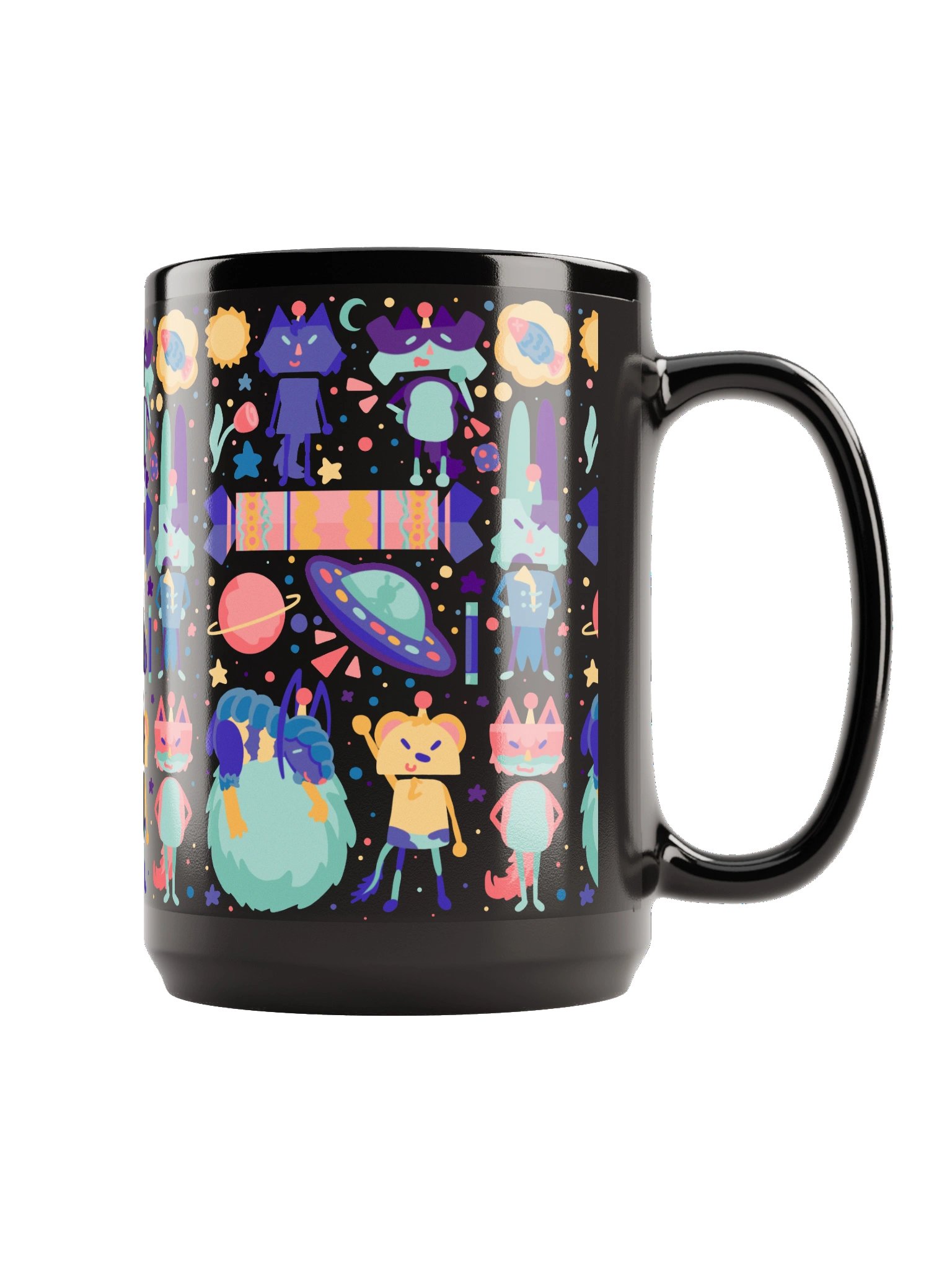 Cozy Cosmos Crew Black Mug 15oz product image (1)