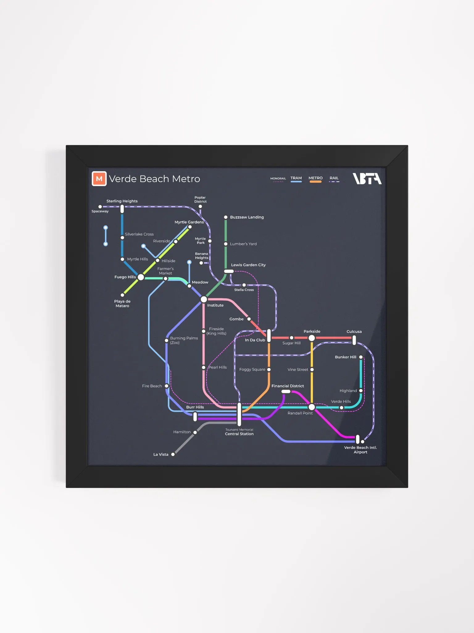 Verde Beach Metro Map (Dark) product image (1)
