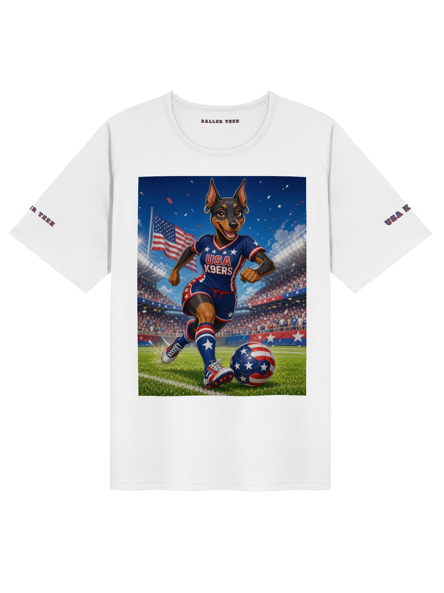 USA K9ERS Soccer Female Doberman Unisex Sports Jersey product image (1)