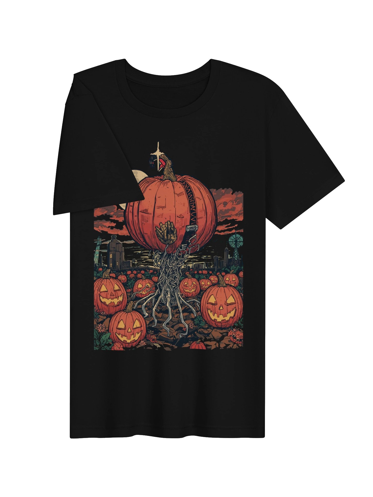 Moonlit Pumpkin City Halloween Lightweight T-Shirt product image (6)