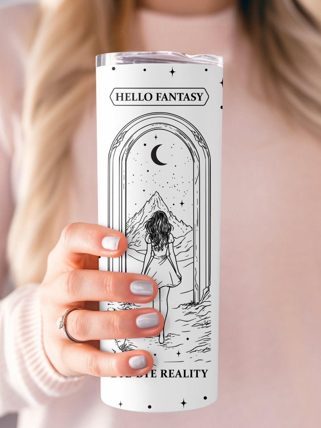 Romantasy Fantasy Reader, Bookish Smut Reader, 20oz Skinny Tumbler PNG, Seamless Full Wrap Sublimation Design Celestial, Digital Download product image (5)