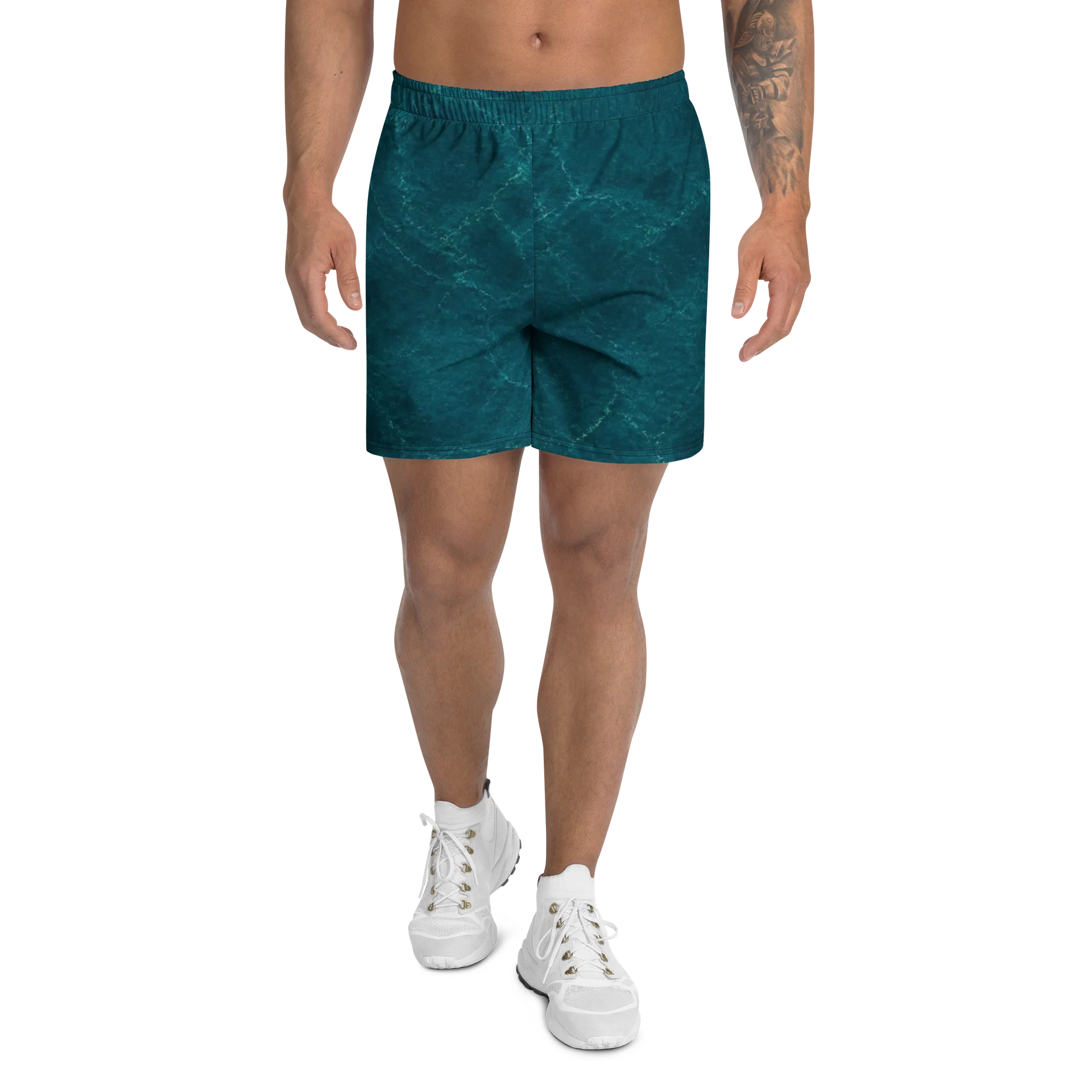 "A701" Teal Ripple Athletic Long Shorts product image (1)