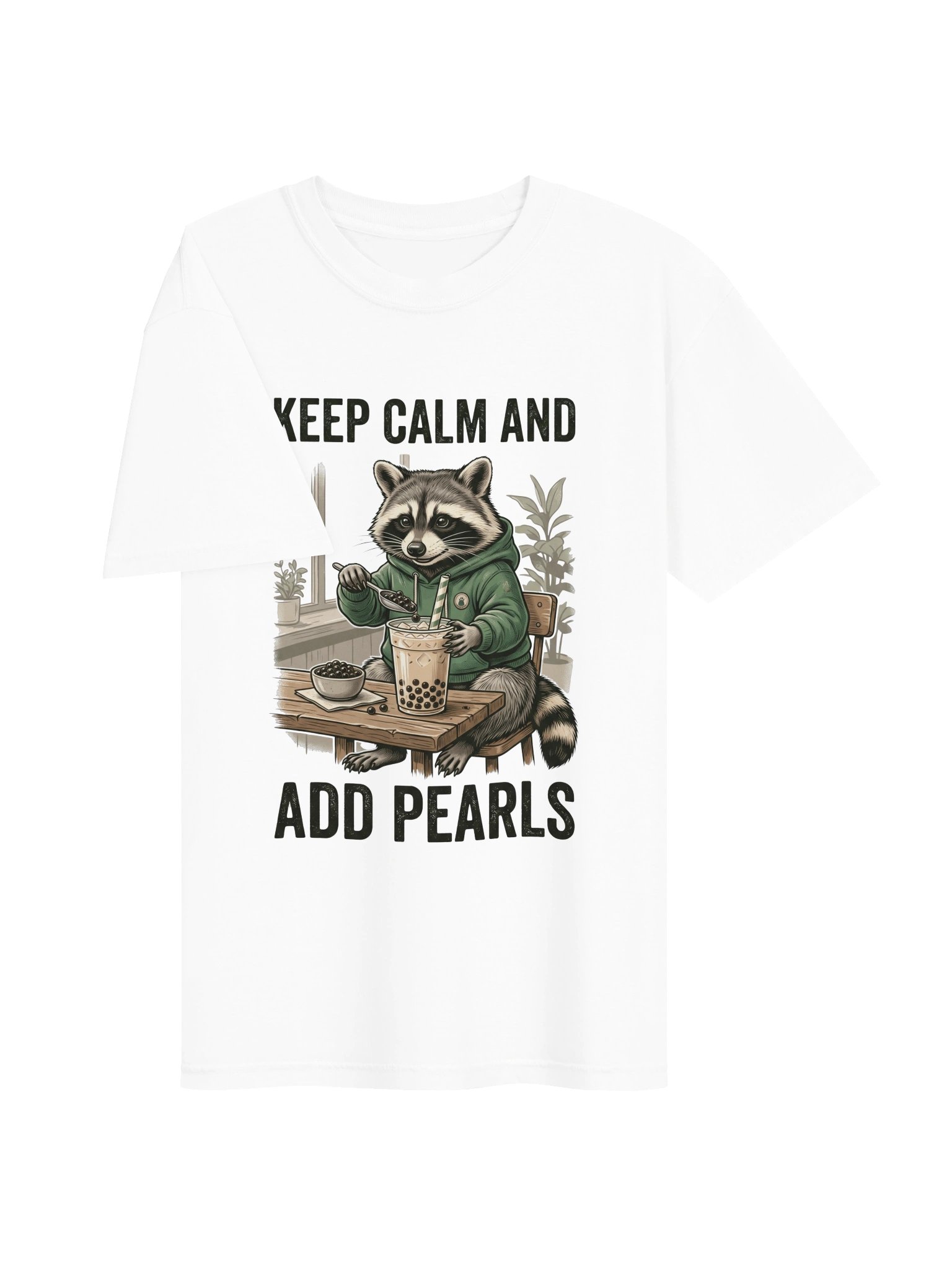 Keep Calm and Add Pears Raccoon Bubble Tea Tee product image (18)
