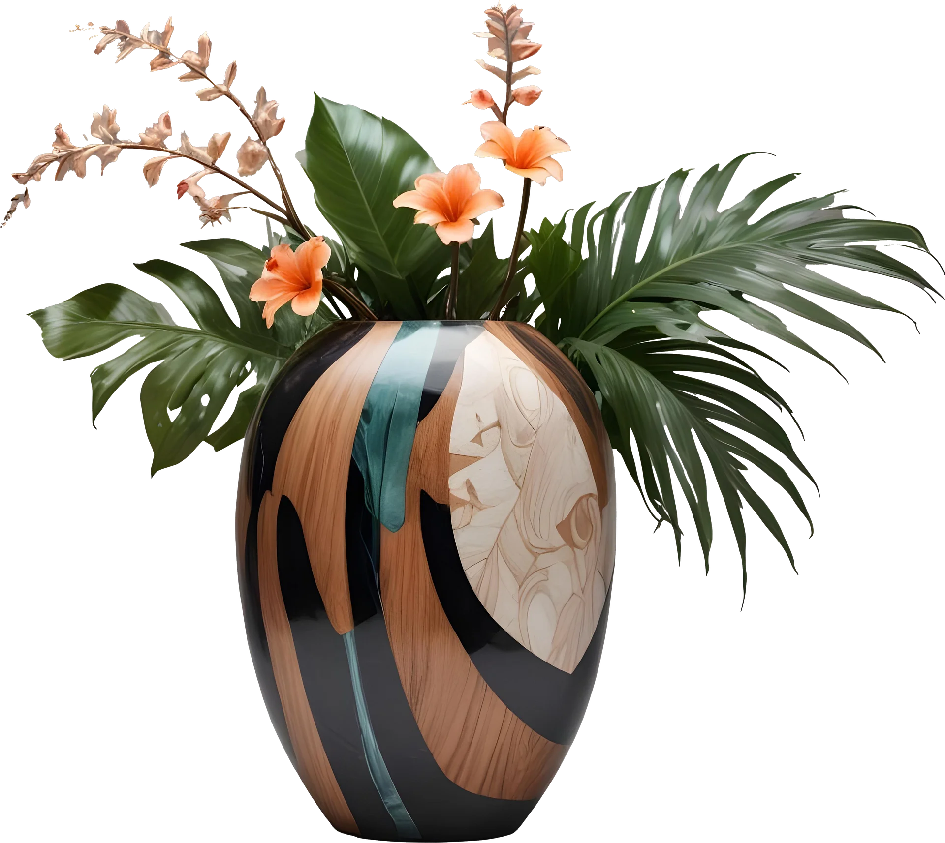 Dream of Eternity – Wood Art Deco Vase PNG product image (1)