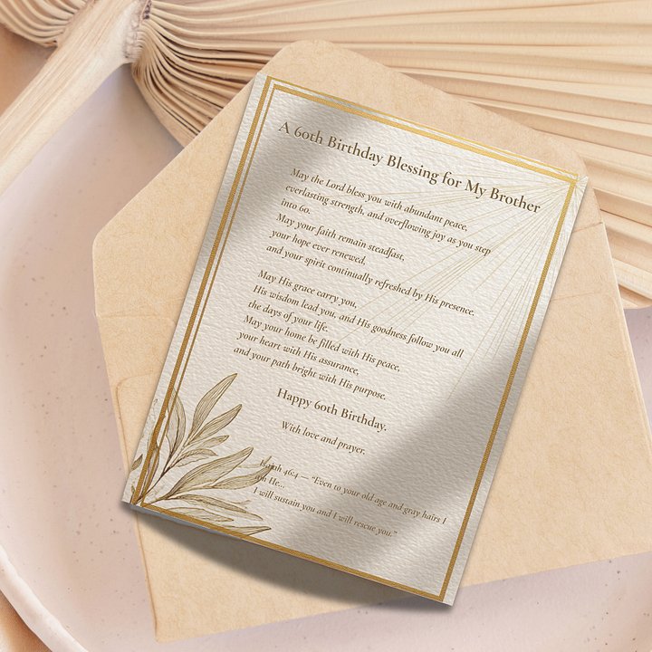 Brother 60th Birthday Card • Christian Blessing Scripture (Digital Download) product image (1)