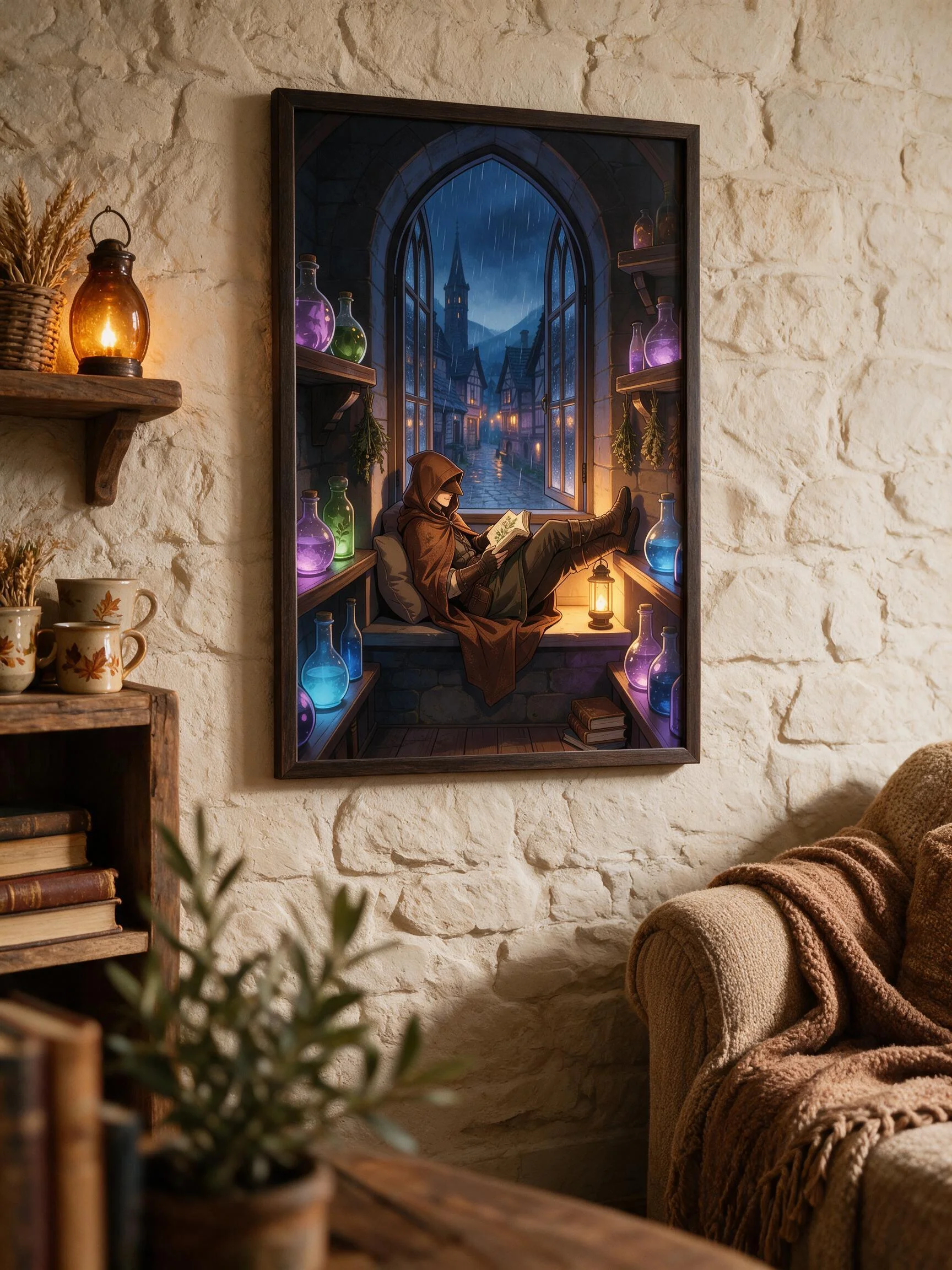Where the Rain Falls Softly — Bard's Reading Nook Art Print product image (1)