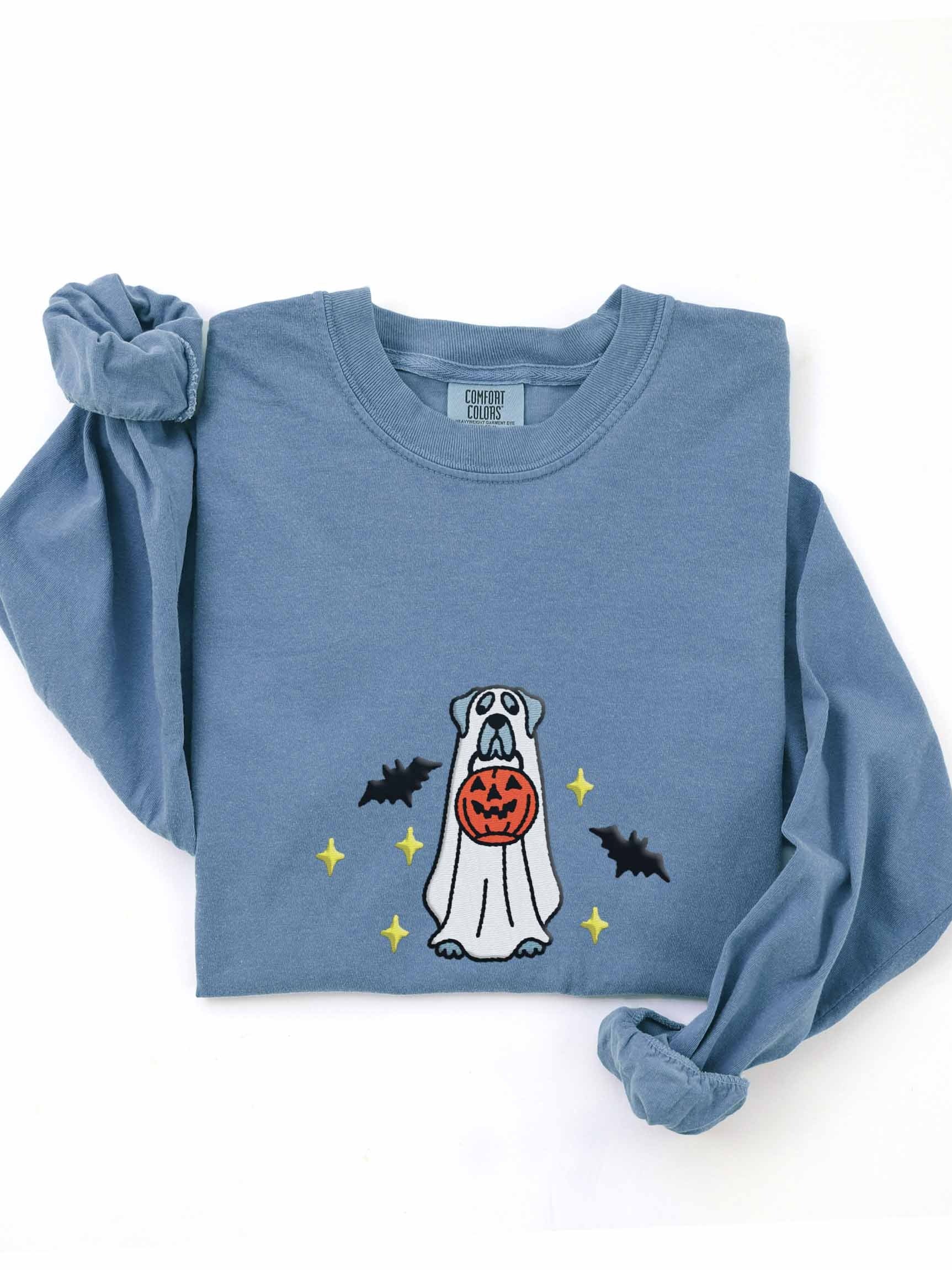 Halloween Great Dane(Grey) Embroidered Long-Sleeve T-Shirt product image (1)
