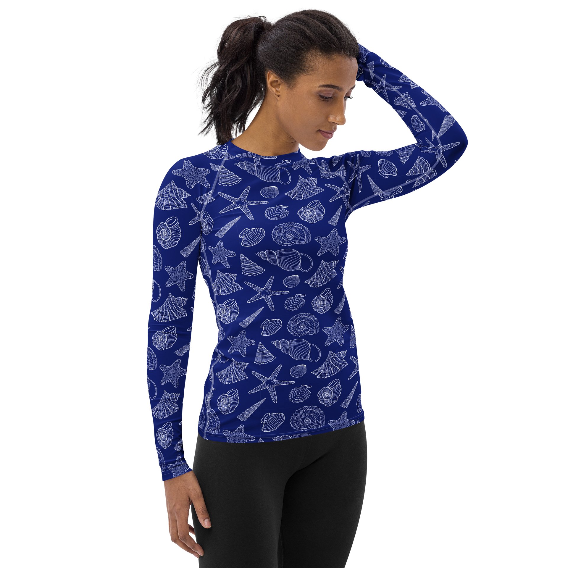 Coastal Ocean Shells Print Women's Rash Guard product image (4)