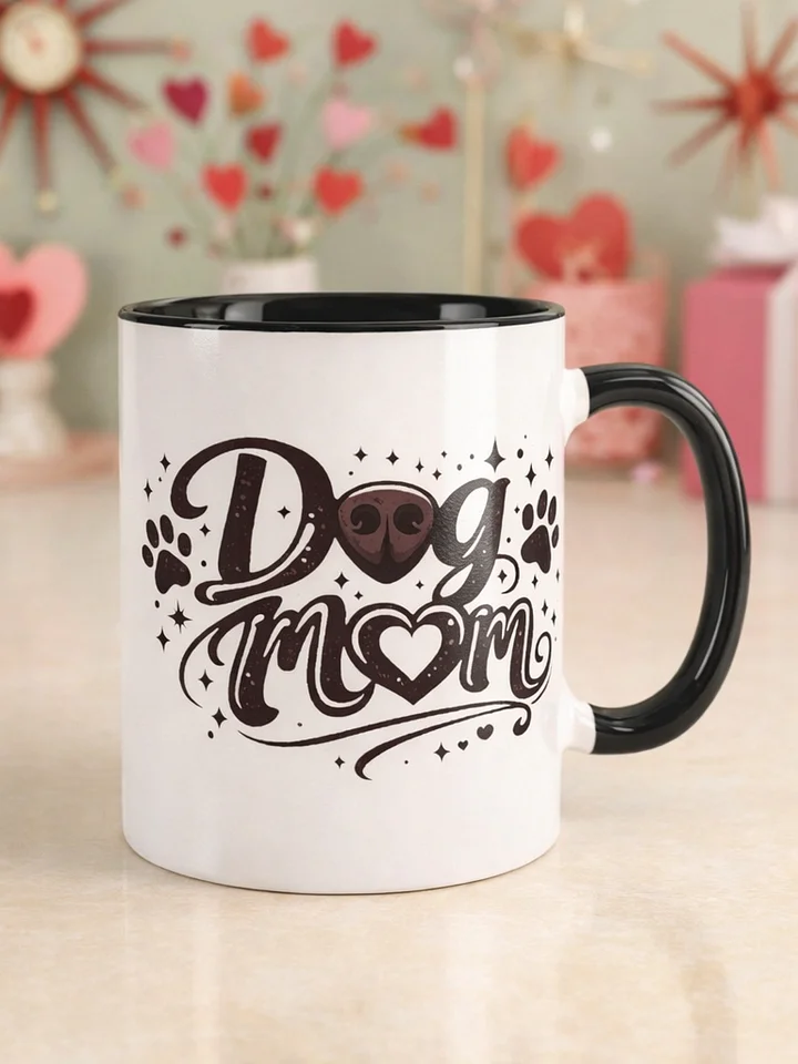 Dog Mom Mug | Cute Paw Print Mug | Dog Lover Gift | Black & White Dog Mom Cup product image (1)