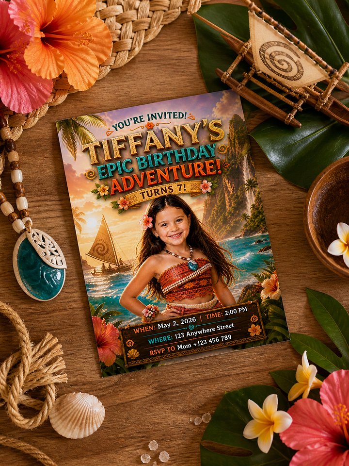 Custom Moana Inspired Movie Invitation product image (2)