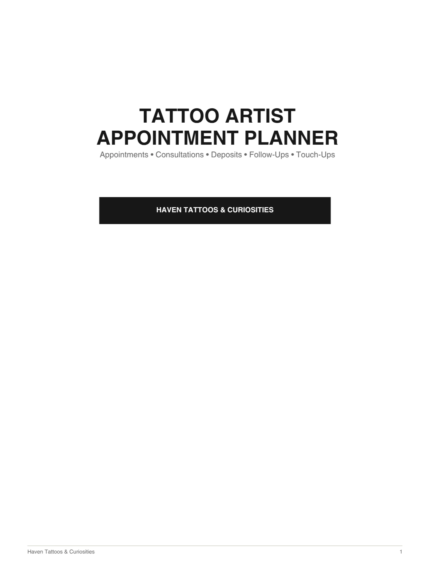 Tattoo Appointment Organizer | Digital Client & Booking Tracker for Tattoo Artists product image (1)