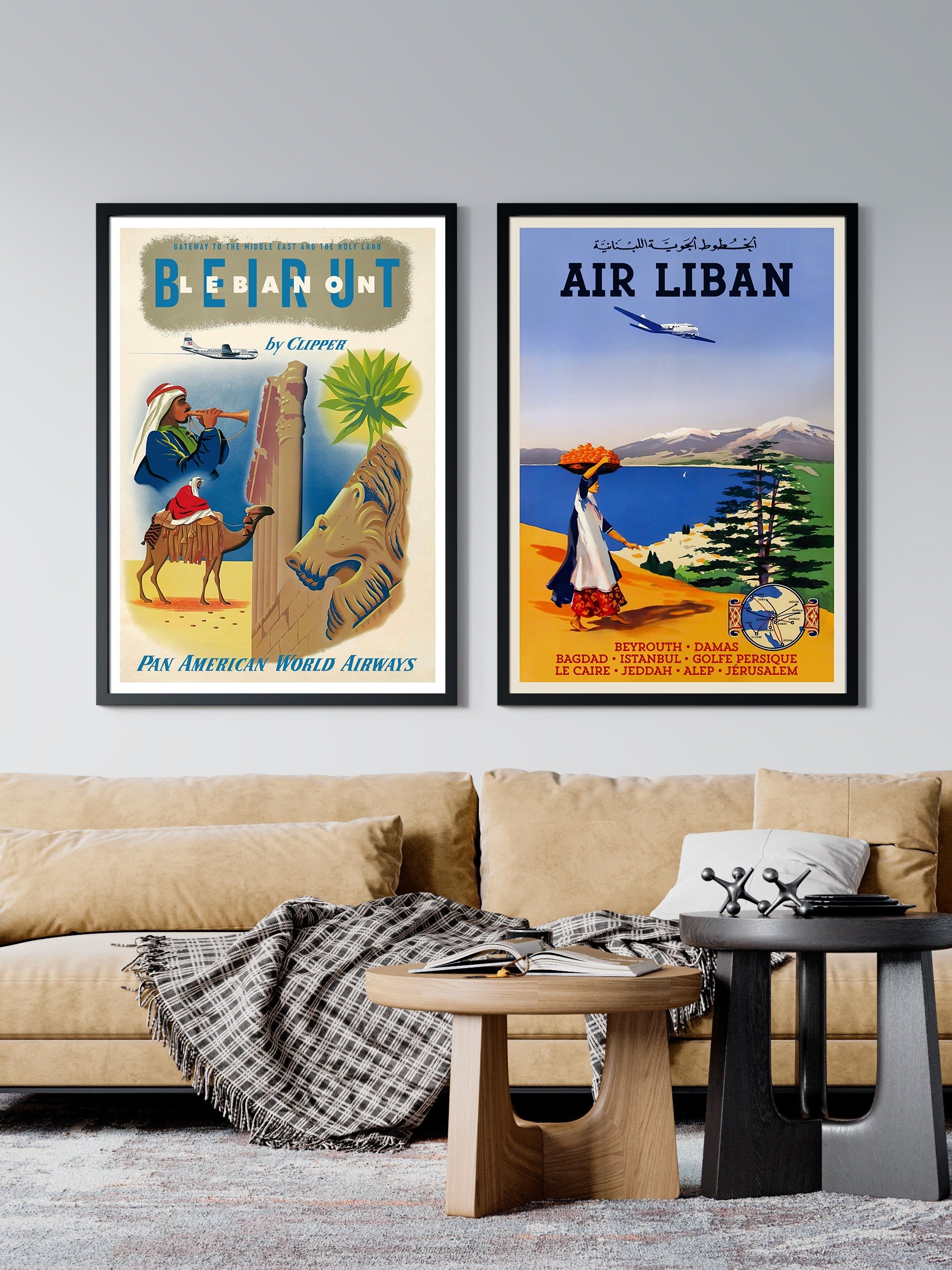 Pan American: Beirut - Lebanon by Clipper, 1950s — retro vintage travel poster, retro travel art, retro travel wall art product image (2)