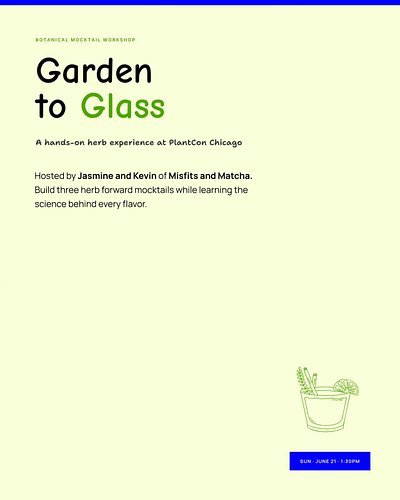 We're teaching a hands-on botanical mocktail workshop at @plantcon.intl on Sunday June 21 at 1:30pm in Chicago. You build thr...