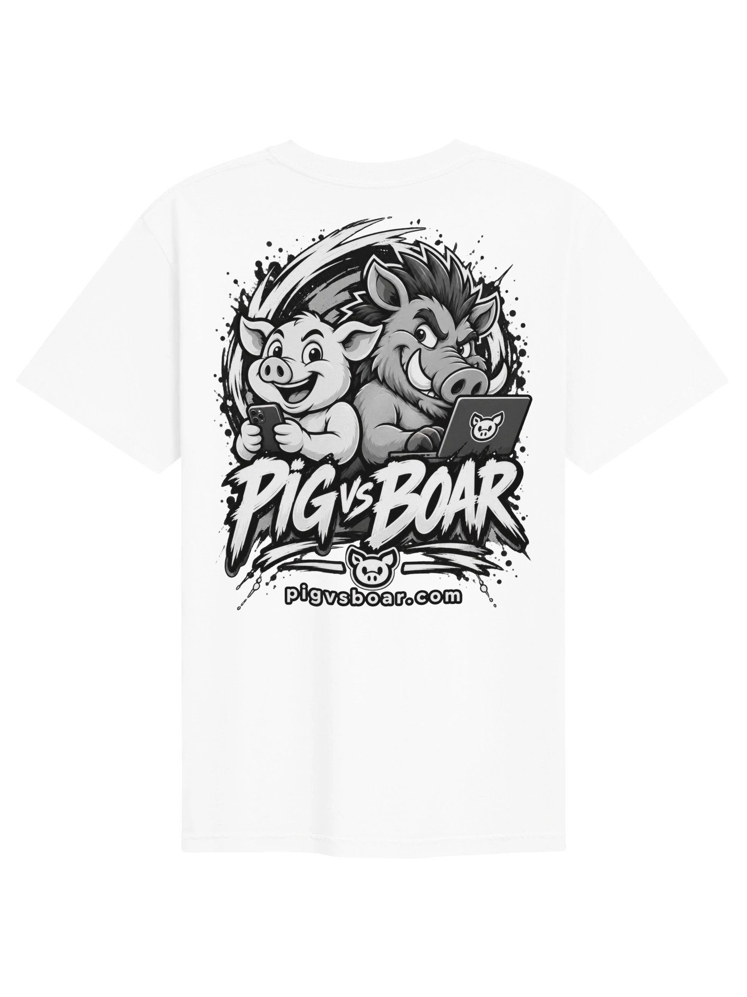 Pig vs Boar Showdown Adult Tee - Black product image (2)