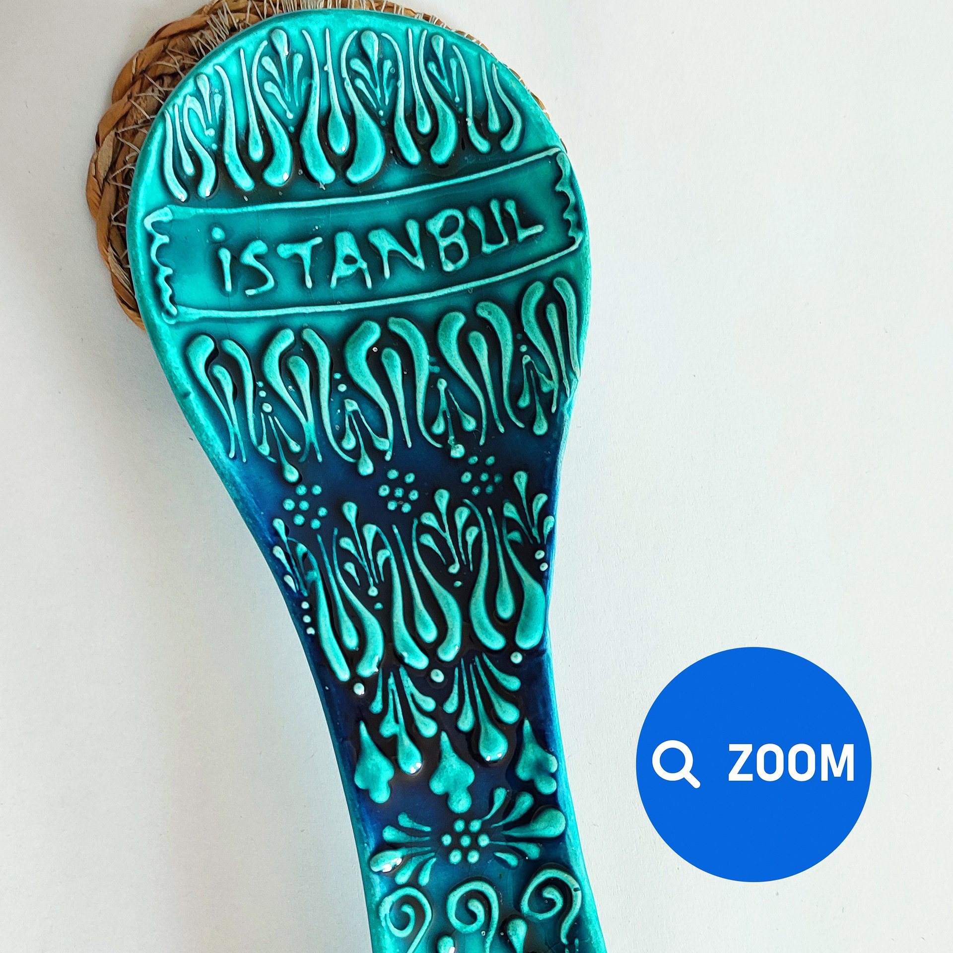 Ceramic turquoise spoon rest — handmade pottery, handmade ceramic, home decor, handmade gift, Turkish ceramic product image (6)