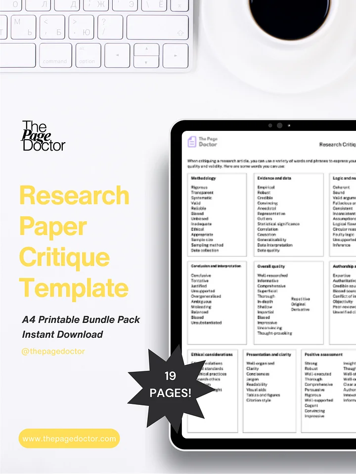 Research Paper Critique Template product image (1)