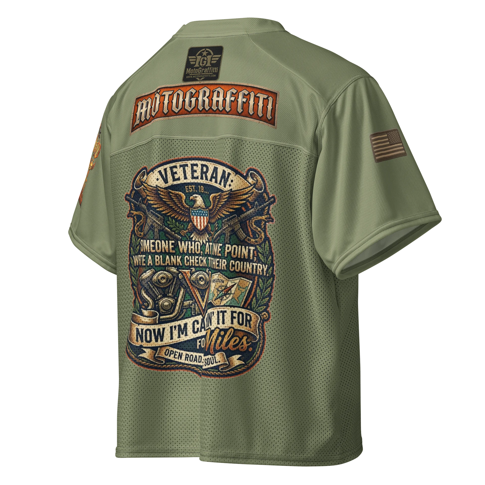 MötoGraffitti Veterans OD Green Football Jersey product image (4)