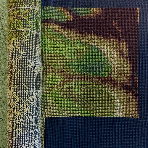 137,799 stitches complete. 49,401 to go! 🐉 🌳 
#crossstitch #tapestry