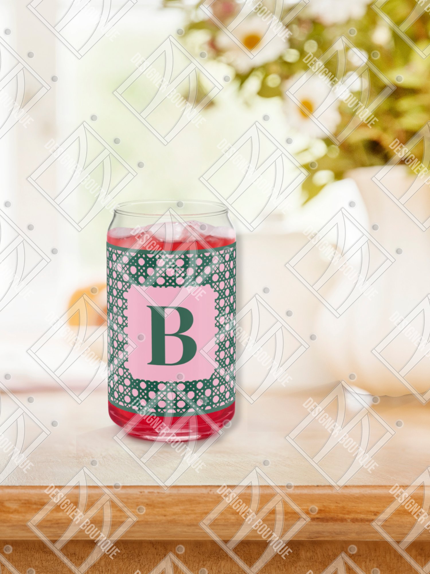 Verdant Garden Monogram B Can-Shaped Glass product image (4)