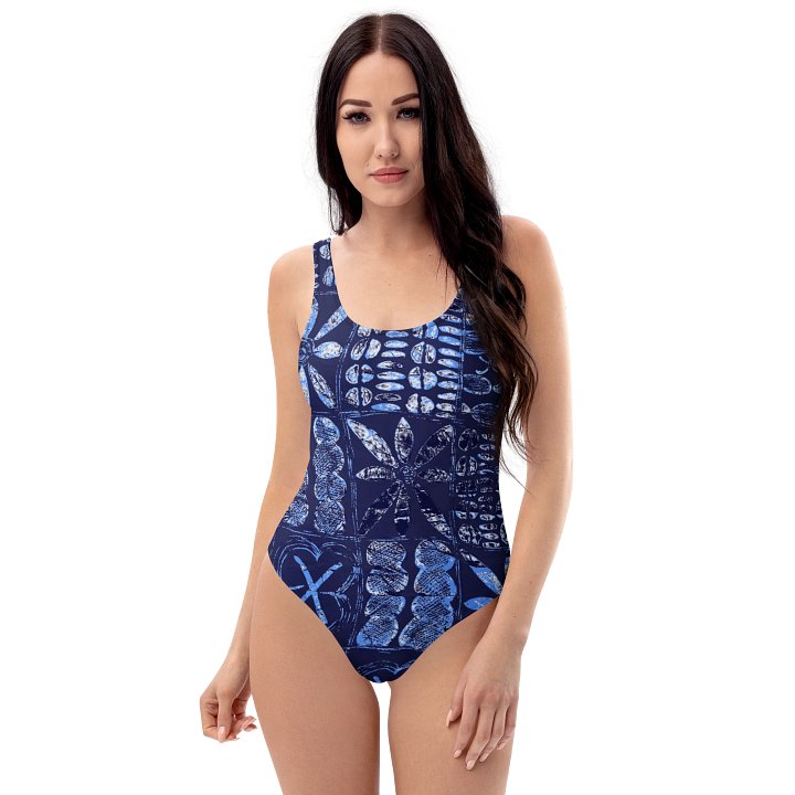 Yelé Arewa Print One-Piece Swimsuit - Royal Blue & soft Ivory Heritage Swimwear product image (1)