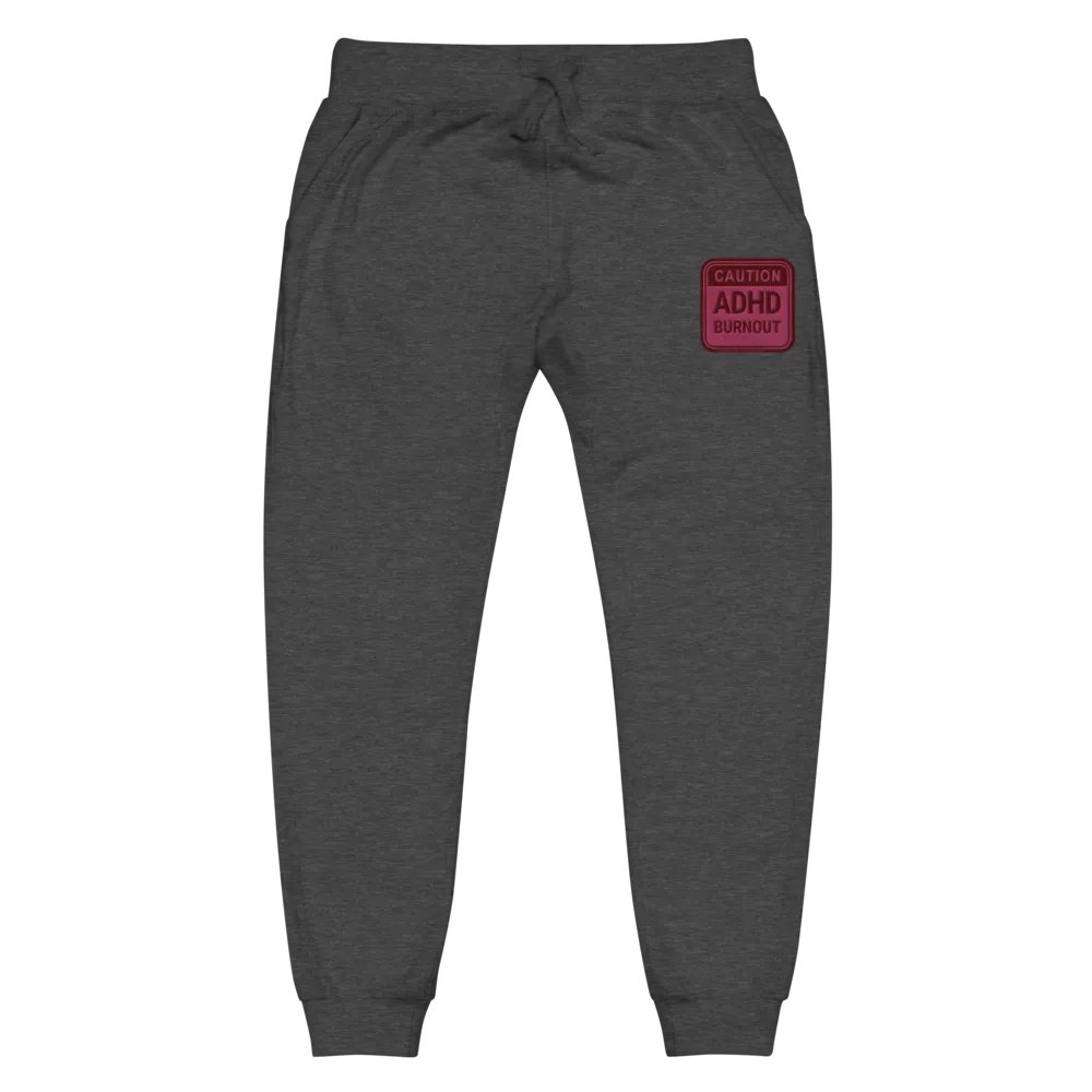 CAUTION: ADHD BURNOUT (rose design) embroidered unisex joggers product image (2)